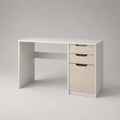 Rechteckiger Schreibtisch aus Spanplatte mit 3 Schubladen, Weiß/Helle Eiche, 120 × 50 × 75 cm