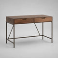 Rechteckiger Schreibtisch aus Holz und Metall mit 2 Schubladen, Walnussbraun/Dunkelbraun, 110 x 50 x 76 cm