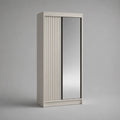 Kleiderschrank aus Spanplatte und MDF mit 2 Schiebetüren und Spiegel, Weiß/Silber, 90 × 50 × 190 cm