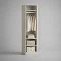 Offener Kleiderschrank aus melaminbeschichteter Spanplatte mit Kleiderstange und 3 Ablagen, Cremeweiß, 50 × 40 × 180 cm