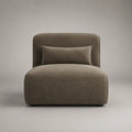 Armlehnloser Sessel mit rechteckiger Rückenlehne und Rückenkissen, Taupe, 84 × 88 × 80 cm, Polyester-Mikrofaser