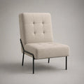 Armlehnenloser Polstersessel mit Polyesterbezug und Stahlgestell, Beige und Schwarz, 73 × 78 × 96 cm