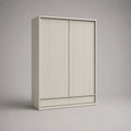 Kleiderschrank mit 2 Schiebetüren und 2 Schubladen aus MDF und Spanplatte, Beige, 150 × 60 × 200 cm