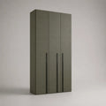 Kleiderschrank aus melaminharzbeschichteter Spanplatte, 3 Drehtüren, Olivgrau und Schwarz, 120 × 52 × 200 cm