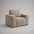 Kubischer Polstersessel mit Armlehnen aus Polyester-Chenille, Graubeige, 86 × 88 × 84 cm